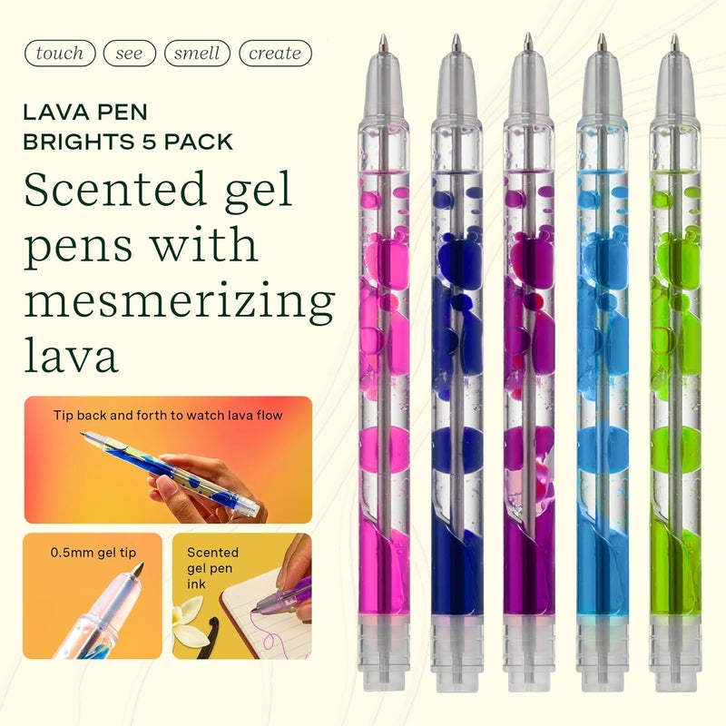 LifeLines Scented Lava Gel Pen Set, 5-Pack (Brights) - 0.5mm Colored Gel Pens Infused with Scented Essential Oil Blends & Mesmerizing Lava - School Supplies for College Kids & Adults - Image 2
